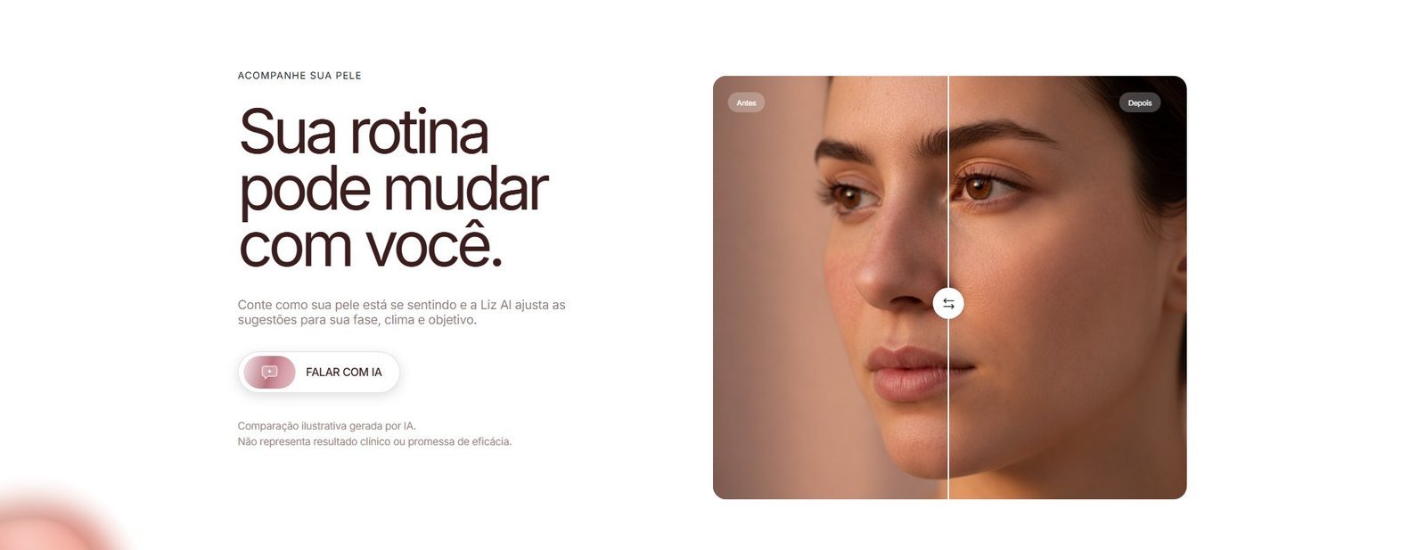 Comparação antes e depois com barra arrastável