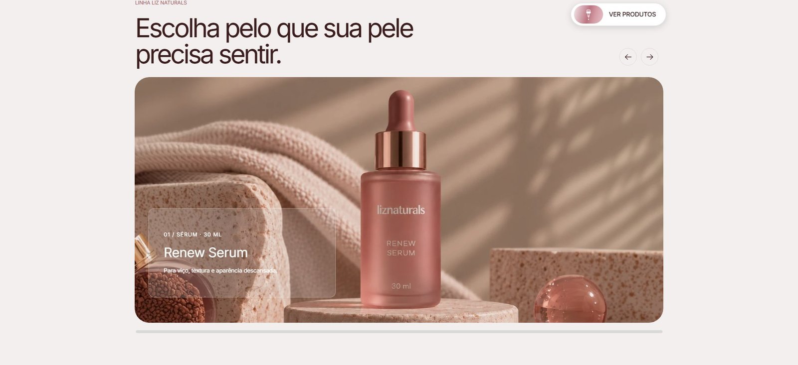 Carrossel da linha de produtos Liz Naturals